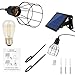 NING ZE XIN Vintage Hanging Metal Cage Outdoor Solar Powered Pendant Light E27 Industrial Edison Bulb 10Ft Cord Shed Light Black Mini Pendant Lamp With Changeable Solar Panel forGarden Yard Patio Home