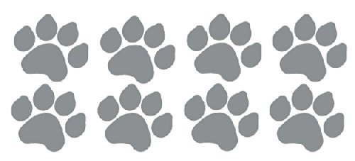 8 Dog Paw Prints Sticker Silver - Dogs, Puppy, Pooch Lover