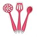 Silicone Cooking Utensils Starter Set, Set of 3, Red, Turner Spoon Spatula Plus Cooking Secrets Ebook