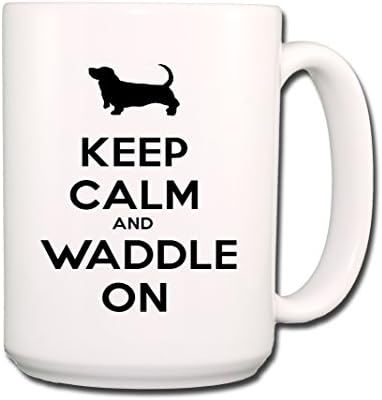 Basset Hound Keep Calm and Waddle On Coffee Tea Mug 15 oz