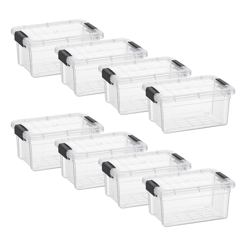 Superio Storage Bins with Lids- 8 Pack, 1.85 Qt Clear Boxes for Organizing, Sta…