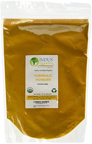 Indus Organics Turmeric (Curcumin) 1 Lb,Refill Bag, Premium Grade, High Purity, Freshly Packed (Best Organic Turmeric Powder In India)