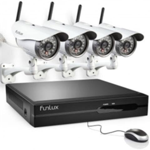 Funlux NVR KS-S44UE-W-1TB 4 Channel 720p NVR 4xOutdoor WiFi IP Camera 1TB HDD Brown Box