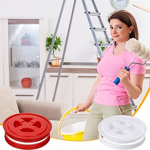 4 Pieces 5 Gallon Bucket with Lid Seal Lid Bucket Twist Lid Plastic