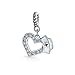 Caduceus RN Nurse Hat Cap Heart Shape Graduate Crystal CZ Dangle Bead Charm White Enamel .925 Sterling Silver Fits European Bracelet
