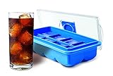 No Spill Large Ice Cube Tray - Lid Included (Blue)