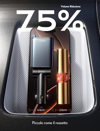 Caricatore Auto USB C 57 W [2025 Super Mini] Accendisigari USB C [75% Più Piccolo] Ricarica Rapido Caricabatterie, Regali per Lui fit iPhone 16 15 14 13 12 Pro Max iPad Galaxy S25 S24 Ultra