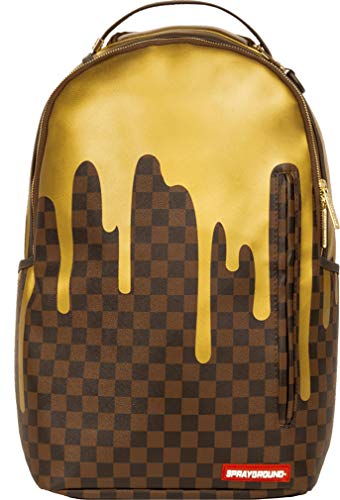 Sprayground Unisex-Adult Gold Checker Drips Backpack One