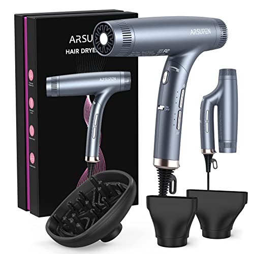 Photo 1 of Arsupen Hair Dryer, 1600W, Foldable, Ionic Technology, Lightweight, Black