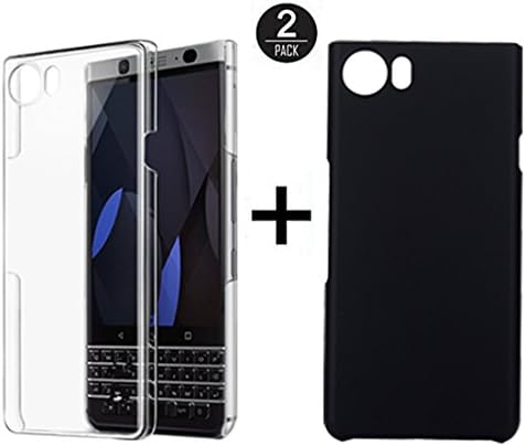 Blackberry KEYone Case, Mustaner Smooth Hard Case Slim Ultra Thin Lightweight Defense Case For Blackberry KEYonce Mercury (2pack Black+Clear)