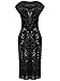Vijiv Women 1920s Vintage Sequin Art Nouveau Deco Embellished Fringe Flapper Dress