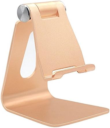 Adjustable Cell Phone Stand, Swelt Phone Stand Cradle, Dock, Holder for iPhone 8 X 7 6 6s Plus 5 5s charging, all Android Smartphone, Accessories Desk, Switch and more (Gold)