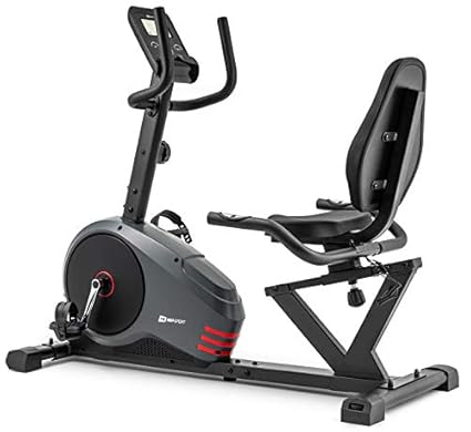 Liege-Ergometer Sitzheimtrainer HS-050L Sitzrad Pulsmessung bis 150kg Tablethalter grau/rot