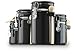 Anchor Hocking 4-Piece Ceramic Canister Set with Clamp Top Lid and Wooden Spoon, Black