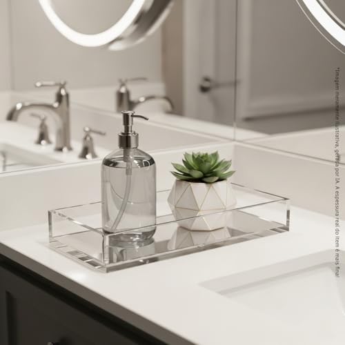 Bandeja Lavabo Acrílico Para Papel Toalha Banheiro Luxo Cristal 4mm - Organizador de Mesa e Banheiro Premium
