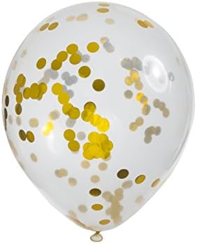 Confetti Balloons 12" Gold Party Favors for Birthday, Graduation, Wedding, Anniversary, Baby Shower by Russ Valley LLC | Child &amp; Adult Decorations (5 pack)