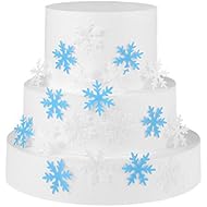 GEORLD Set of 48 Edible Snowflakes Cupcake & Cake Toppers Christmas Winter Party Decoration 2 Colors(White and Blue)