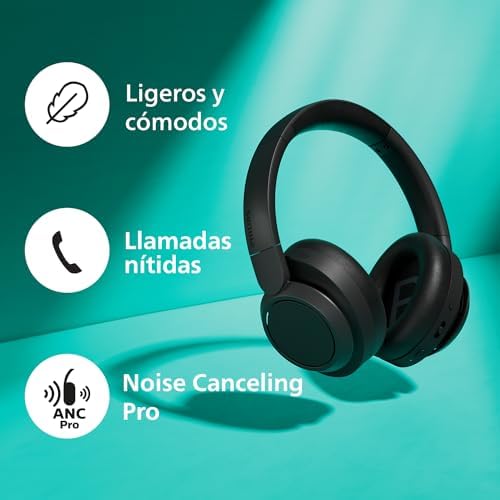 TAH6529BK/00 - Auriculares inalámbricos Bluetooth con cancelación de Ruido, Calidad de Llamada Superior, Asistente de Voz Compatible con hasta 45 Horas de reproducción de música, Color Negro
