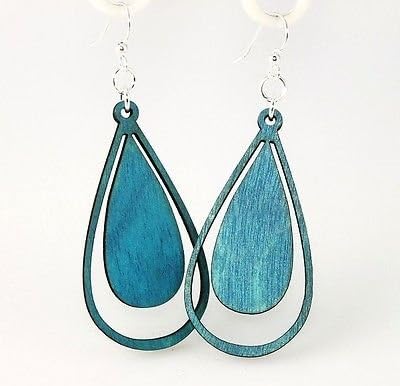 Green Tree Jewelry Water Droplet Earrings # 1300 Aqua Marine