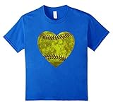 Softball Distressed Heart Shirt - Cute Mom Love Tee