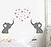 LUCKKYY Elephant Family Wall Decal Removable Vinyl Wall Art Elephant Bubbles Wall stickers Baby Nursery Wall Decor (Grey+pink)