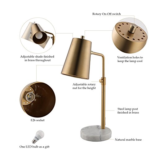 image for CO-Z Gold Desk Lamps with Marble Base, Elegant Metal Shade Task Lamps 