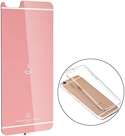 iPhone 6s Plus Qi Wireless Charging Receiver with Transparent Cell Phone Cover Case, 5.5 Inch Design for iPhone 6 Plus and iPhone 6s Plus, Rosegold