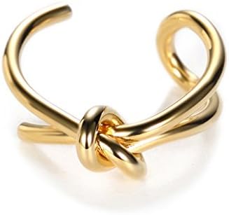SPILOVE Love Knot 18K Gold Plated Infinity Promise Engagement Rings Wedding Band, Size 6.5