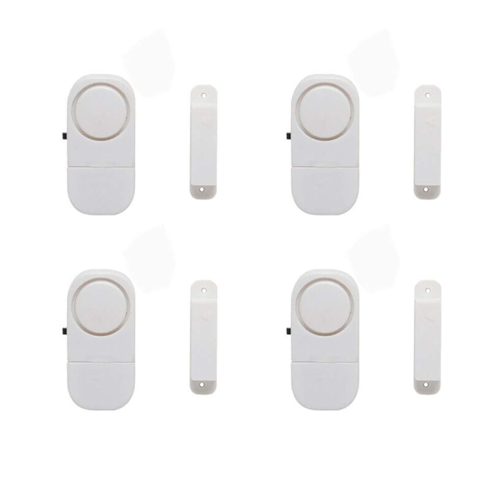 4 Pack Window & Door Burglar Intruder Alarms Alarm Breach Wireless Sensor Loud Security Mini Alarms Magnetic Door Window Alarm Home Security System Wireless Sensor Burglar Intruder