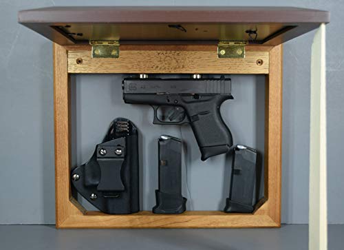 Concealment picture frame, hidden in plain sight, home defense compartment, hanging safe, gun stash, pistol wall mount storage, magnet brown