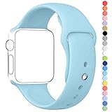 Apple Watch Band, huanlongTM Soft Silicone Sport Style Replacement Iwatch Strap for Apple Wrist Watch (Turquoise 38mm S/M)