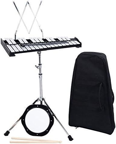 Wakrays Percussion 30 Notes Educational Glockenspiel Bell Kit with Practice Pad, Mallets, Sticks and Stand