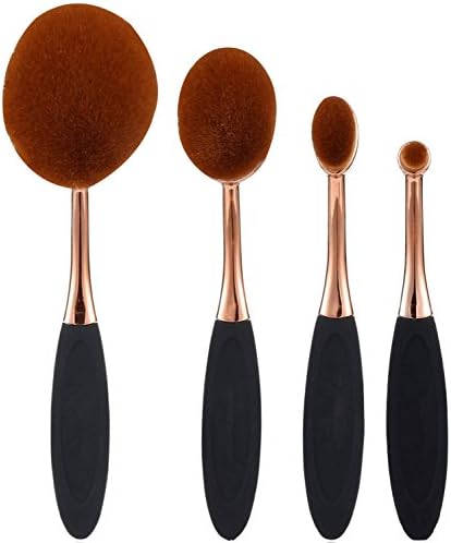 JPNK Oval Tooth Brush Shape Oval Makeup Brushes (4 Pieces, Rose Golden)