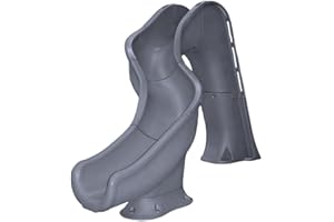 Global Pool Products RIP Tide Inground Swimming Pool Water Slide Deck Mounted Left Curve Turn Grey GPPSRT-Grey-L