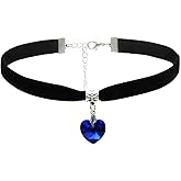 ISCASSE Black Choker Necklaces for Woman Love Heart Choker Necklace Adjustable Velvet Choker Soft Collar Chain Red Heart Necklace Halloween Cosplay Party