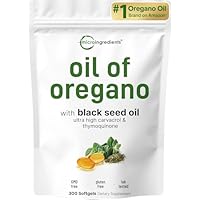 Micro Ingredients Oil of Oregano Softgels, 300 Count | 2 in 1 Formulated with Black Seed Oil | 4X Strength Carvacrol & Thymoquinone | Plant Based, Non-GMO