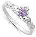 CHOOSE YOUR COLOR Sterling Silver Claddagh Heart Promise Ring