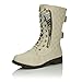 DailyShoes Women's Quilted Combat Boots Ankle Mid Calf Low Heel Lace Up Zip Pocket Buckles Bootie Shorts Comfort Non-Slip Fashion Square Toes Knee High Exclusive Credit Card White,pu,8.5