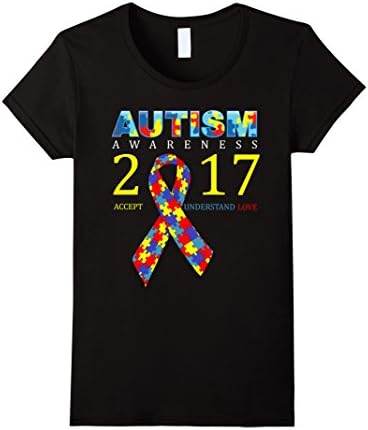 Women's Official: autism awareness 2017 shirt-  accept-understand-Lv Small Black