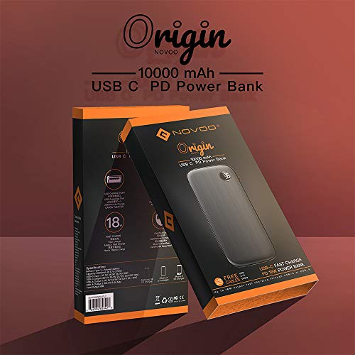 NOVOO USB C Power Bank Portable Charger, 10000mAh 18W USB-C Power Delivery PD Power Bank Battery Pack Power Pack Compatible with iPhone 11/11 Pro, iPad, Galaxy S10/Note 9, Pixel, Mate 20 Pro, P30