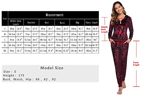Hawiton Women's Velvet 2 Piece Tracksuit Long Sleeve Hoodie Sweatshirt and Pants Set Sweatsuit Sportswear Black
