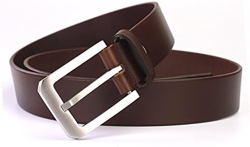 Geremen Nickel Free Stainless Steel Buckle Black Leather Business Belt for Men C01 - 110cm - Brown