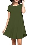 VIISHOW Women's Short Sleeve Casual Loose T-Shirt Dress Army green M