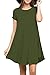 VIISHOW Women's Short Sleeve Casual Loose T-Shirt Dress Army green M