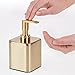 mDesign Compact Square Metal Refillable Liquid Soap Dispenser Pump Bottle for Bathroom Vanity Countertop, Kitchen Sink - Holds Hand Soap, Dish Soap, Hand Sanitizer, Essential Oil - 2 Pack - Soft Brass