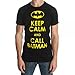 Batman Keep Calm and Call Batman Men's Black T-Shirt-Large