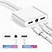Lighting to 3.5mm Audio Jack and Charger Adapter, 2 in 1 3.5mm Audio & Charging Adapter Compatible with Phone XS/XS Max/XR / X / 8/7 Plus, No Calling Function (Black) (White) (R1)