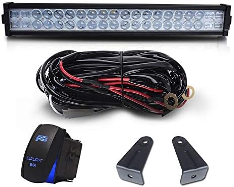 DOT 22" Inch 120W Led Light Bar Combo Grill Windshield Bumper Light Bar + 1x Rocker Switch + 1x Wiring Harness for Trailer Boat SUV ATV Truck Jeep Wrangler Dodge Chevy Ford F150 F250 Tractor Toyota