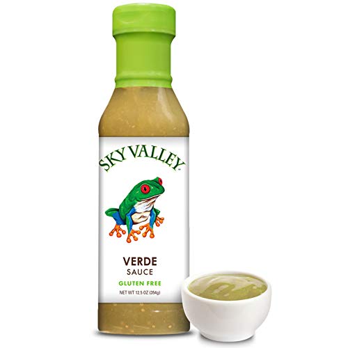 Sky Valley Foods Verde Sauce (12.5 oz.); Medium Spice Level; Well-Balanced, Flavorful and Versatile Green Sauce; Inspired by the Tastes of South America; Non-GMO, Gluten-Free and Vegan