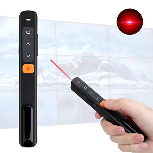 KTPYRP Wireless Presenter, Hyperlink Presentation Clicker Remote Control Pointer with Clip and USB Receiver for Presentation Teaching and Meeting (Black)